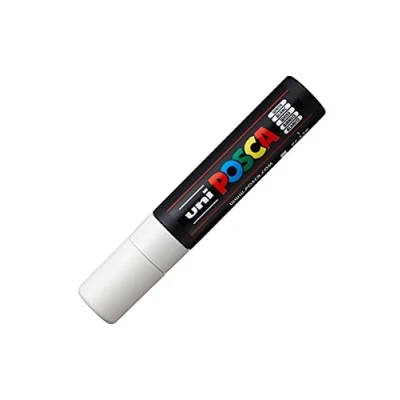 Image of Uni Posca PC 17K White Colour Paint Marker Pen Metal Glass Extra Broad 15mm Chisel Nib Writes On Any Surface Wood Plastic Fabric (Pack Of 1)