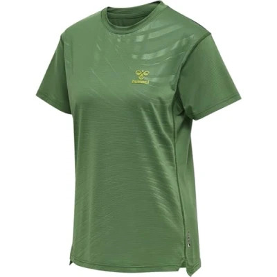 Image of hummel Women&#039;s Hmlongrid Poly Tee S/S Wo T Shirt, Myrtle/Dark Citron, S EU