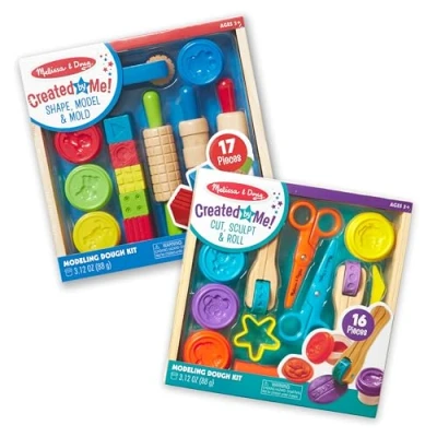 Image of Melissa &amp; Doug Clay Play Activity Set With Sculpting Tools and 8 Tubs of Modelling Dough