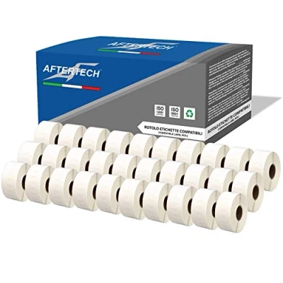 Image of Aftertech 30x 11355 19 x 51 mm Compatible Adhesive Labels Rolls (500 Labels/Roll = 15000 Total) for Dymo LabelWriter Seiko SLP Printer Labeling Machines S0722550 30