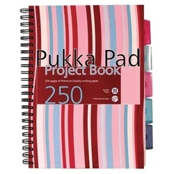 Image of Pukka Pad Stripes Wirebound Hardback Project Notebook A4 Blue/Pink 3Pk