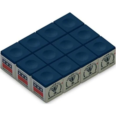 Image of Silver Cup Billiard/Pool Cue Chalk Box, Blue, 12 Cubes