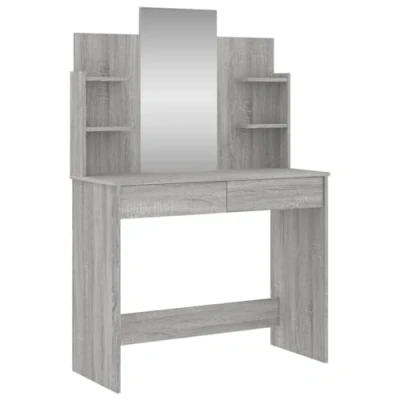 Image of vidaXL Dressing Table, Vanity Table for Bedroom Room, Makeup Desk with Mirror, Cosmetic Modern Style, Grey Sonoma