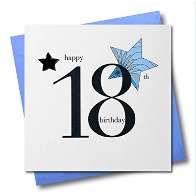 Image of Claire Giles Hearts and Stars Happy 18th Birthday Card Blue