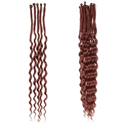 Image of Curly Ended Thin 0.6cm Dreadlock Extensions 20 Inch Synthetic Wavy Dreadlocks SE Soft Pre looped Dreads 15 Strands