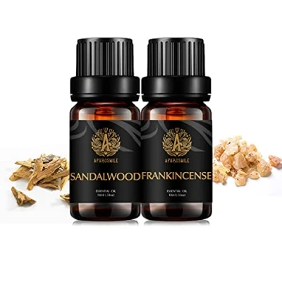 Image of Aromatherapy Sandalwood Essential Oils Frankincense Set, 100% Pure Scented 2x10ml Therapeutic Grade Fragrance Kit for Diffuser