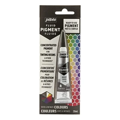 Image of Pebeo Fluid Liquid Pigment Concentrate Resin Mixable Colours Opaque or Transparent Effect Natural Origin Silver 20 ml,