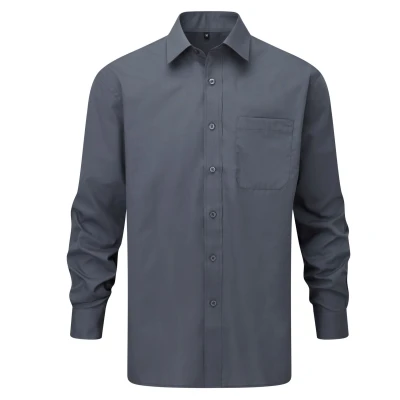 Image of Russell Athletic Collection Womens/Ladies Poplin Long Sleeved Shirt (Convoy Grey) Dark Grey Size X Large
