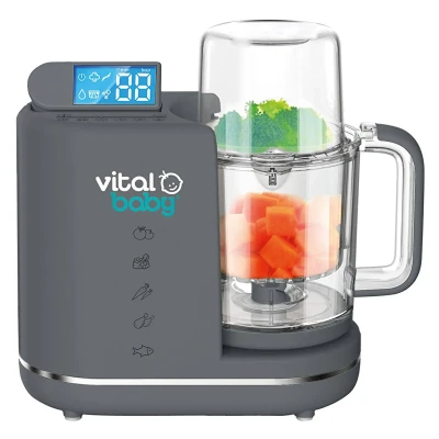 Image of Vital Baby NOURISH Prep &amp; Wean™ 3 in 1 Food Maker for Weaning Steamer, Blender Steriliser 2 Tier Steaming Sterilise Small Items 5 Blend Modes Cook Fruit, Vegetables, Meat, Fish