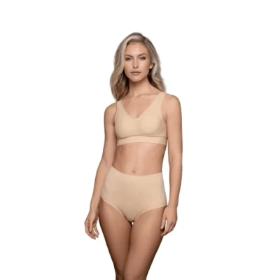 Image of Bye Bra Invisible Mid Waist Brief, Light Control, Comfortable, Shapewear For Women, Soft Fabric, Lightweight Shapewear, Beige, M