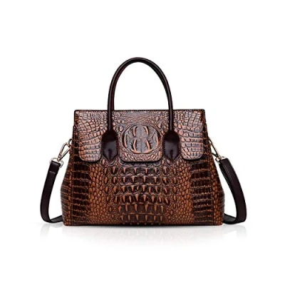 Image of NICOLE &amp; DORIS Woman handbags bags for women Crocodile top handle luxurious leather fashion PU Brown