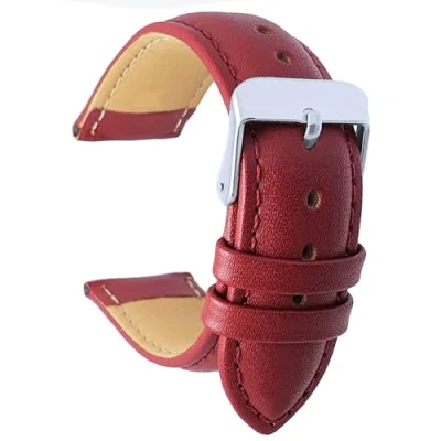 Image of Talk Time Padded Leather Watch Strap Red (14mm)