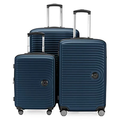 Image of HAUPTSTADTKOFFER Mitte Set of 3 Suitcases Hand Luggage Suitcase 55 cm, Medium 68 cm + Large Travel 77 Hard Shell ABS, TSA, Dark Blue
