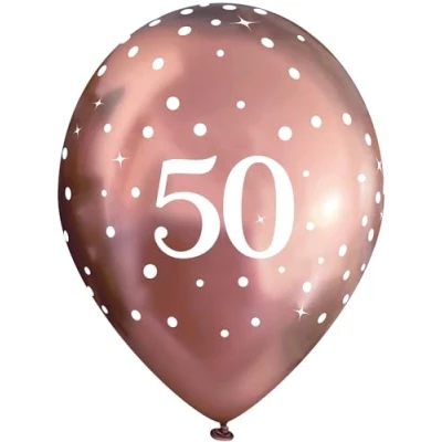 Image of 11&quot; Latex Balloons Sparkling Fizz Rose Gold 50th x 6pcs