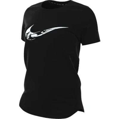 Image of Nike Women&#039;s One Dri fit Short Sleeve Running Top with Graphic (Women) Black/White