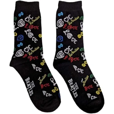 Image of SOCKSHOP Music Collection 1 Pair The Beatles Cotton Socks Love Black 4 7 Unisex