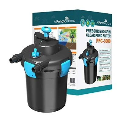 Image of AllPondSolutions Pressurised Koi Fish Pond Filter with UV Steriliser 2 in 1 Biological &amp; Mechanical System Easy to Clean Maintain for Outdoor Ponds Up 3000 litres PFC