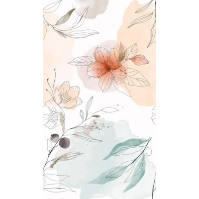 Image of Grandeco Whimsical Sketch Abstract Elegant Floral 3 Panel repeatable Mural 1.59 x 2.8m Pastel