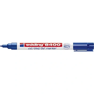Image of Edding 8400 Cd/DVD/Bd Marker Blue 10 Pens Fine Round Nib 0.5 1 Mm for Permanent Labelling of Cds, DVDs and Blu Ray Discs