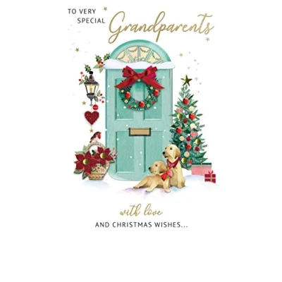 Image of Special Grandparents Embellished Christmas Card Hand Finished Champagne Cards XCDC375