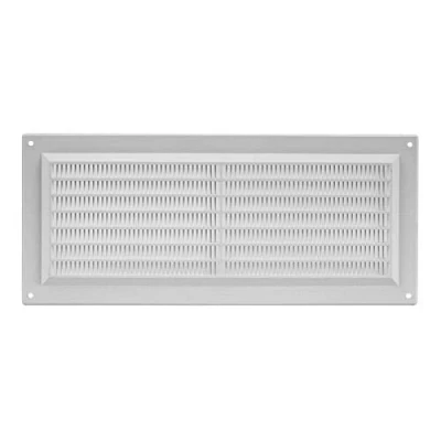Image of White Air Vent Grille 300mm x 130mm with Fly Screen Flat Ventilation Cover.