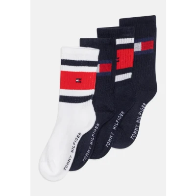 Image of Tommy Hilfiger KIDS FLAG Sport Stripe Unisex 4 PACK Socks for kids, Size: 9K 11.5K, Navy