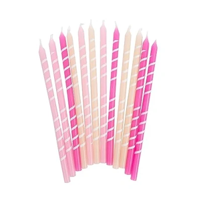Image of Talking Tables Pink Birthday Candles with Holders Fun Cake Topper Decorations for Boys or Girls Party Pack of 12, 12.5cm Size