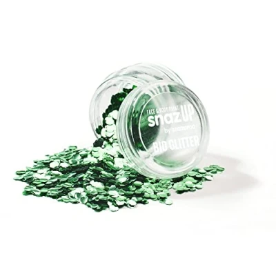 Image of Snazaroo Bio Glitter Face and Body Paint, Biodegradable Chunky Gliter, Green Colour, 3g
