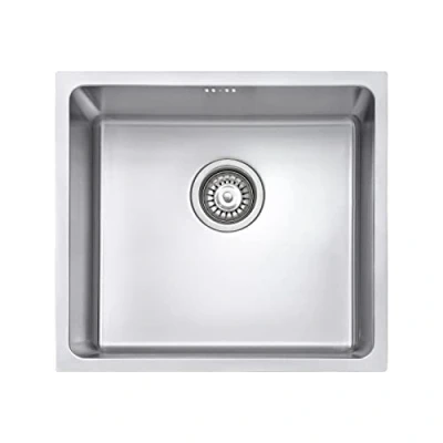 Image of JASSFERRY Undermount Stainless Steel Kitchen Sink 1 Single Deep Square Bowl with Strainer Waste kit, 490 x 440 mm