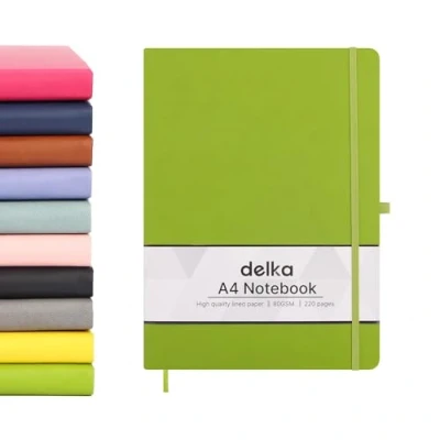 Image of delka A4 Notebook, Notebook Note Book Pad Journal Notepad, for Office School Home Business Writing &amp; Taking (GREEN)