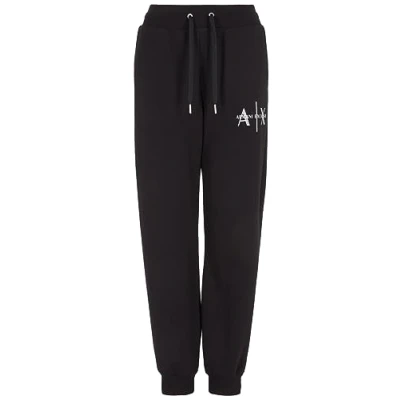 Image of Armani Exchange Women&#039;s French Terry Logo Jogging Bottoms Sweatpants, Black, S