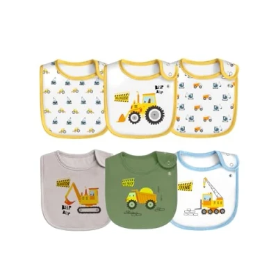 Image of Maiwamita 6 Pack Waterproof Cotton Baby Bibs for Girls Boys Drooling Eating with Snaps (multi1)