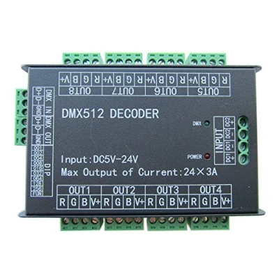 Image of High Power 24 Channel RGB 3A/CH DMX512 Controller Led Decoder Dimmer 500Hz Flicker Free Smoother Dimming DMX Signal Indicator Flashes Function DC 5V 24V