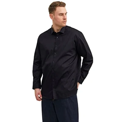 Image of JACK &amp; JONES Men&#039;s Jprblacardiff Shirt L/S Ps Noos, Black/fit: Loose fit, 7XL
