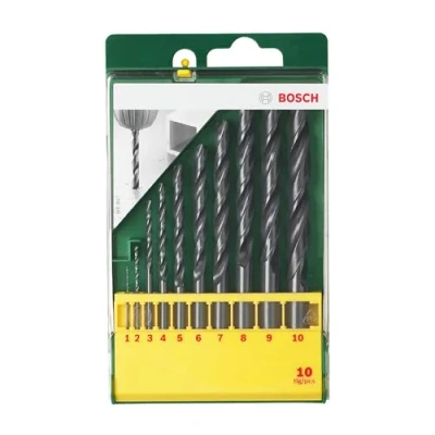 Image of Bosch 2607019442 10 Piece Metal HSS R Drill Bit Set, Black