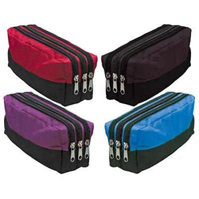 Image of 1 x Pencil CASE Triple Pocket Tiger Stationery Large 210 80 95 mm