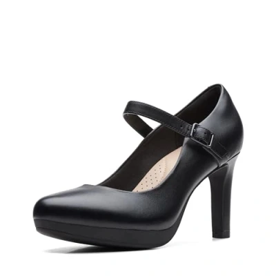 Image of Clarks Women&#039;s Ambyr Shine Pump, Black Leather, 8 UK