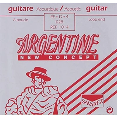 Image of Savarez single string for acoustic guitar Argentine D4 .028 Extra Light 1014 with loop end (from set 1510)