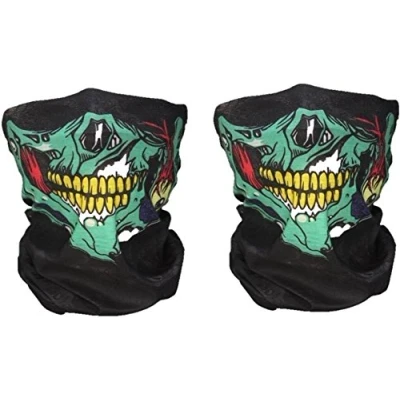 Image of Super Things Black Breathable Seamless Tube Skull Face Mask,2 Motorcycle Masks (2 green)