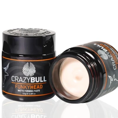 Image of Crazy Bull Hair Styling Paste Funky Head Natural Matte Finish with Light Hold Texture for Volumising, Defining, &amp; Texturising Vegan Styler Product Men Women Clean Scent, Water Based