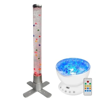 Image of Playlearn Sensory Light 60cm Table Top Bead Bubble Tube 13cm Ocean Wave Projector Lamp Night w/Remote Control for Office,Living Room &amp; Bedroom,Ideal ADHD&amp;Multi Exploration