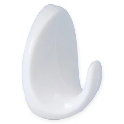 Image of 40mm White Plastic Self Adhesive Hooks Pack of 10