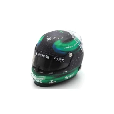 Image of Spark Stake F1 Team Kick Sauber, Valtteri Bottas, 1/5 Scale Model Mini Helmet, 2024, Stilo Helmets Models, Black, Green