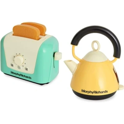 Image of Casdon 65150 Morphy Richards Interactive Toy Toaster &amp; Kettle for Children Aged 3+ Looks Just Like The Real Thing Endless Fun, Teal and Yellow,Medium