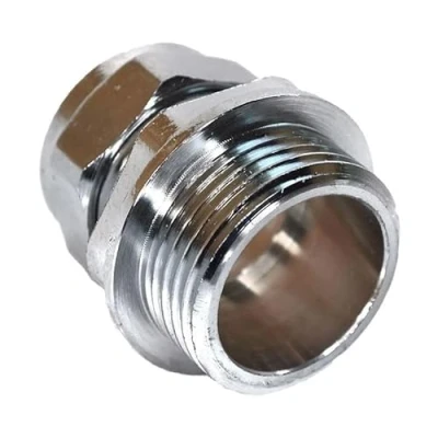 Image of Bag of 5 15mm x 1/2&quot; Male Chrome Adaptor (Known as Pipe Fittings/Pipe connectors/Male adapters Also Available in 15mm, 22mm, 28mm, 3/8 inch, 1/2 3/4 inch and 1 BSP)