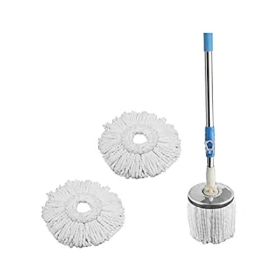 Image of ARSUK Mop Pole Handle with 2 Replacement Heads 100% Microfiber, 360º Rotating, Telescopic bar
