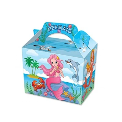 Image of MustBeBonkers 10 Childrens Kids Girls Mermaid Under the Sea Carry Food Meal Picnic Birthday Party Bag Boxes