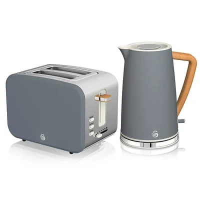 Image of Swan Nordic Slate Grey 1.7 Litre Cordless Kettle and 2 Slice Toaster