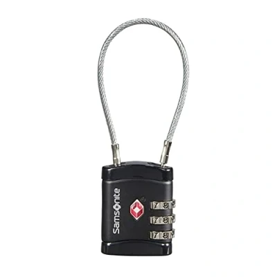 Image of Samsonite Global Travel Accessories Three Dial TSA Cable Luggage Lock, 10 cm, Black