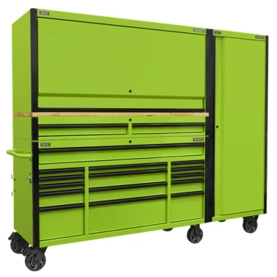 Image of Sealey Superline Pro 15 Drawer 1549mm Mobile Trolley with Wooden Worktop, Hutch, 2 Riser &amp; Side Locker
